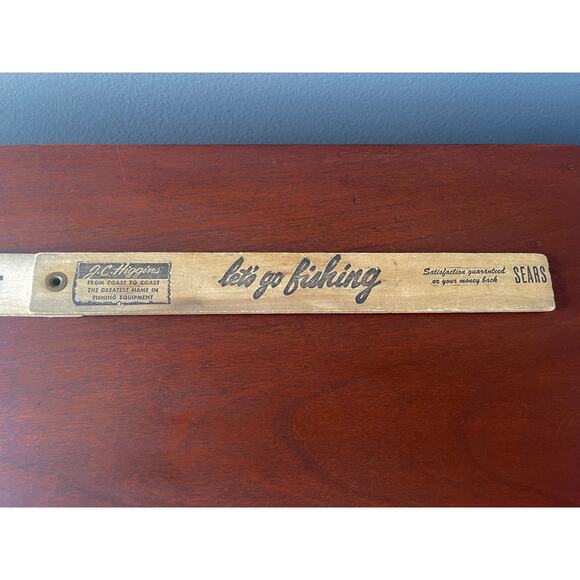 1957 Illinois Fish Laws 18" Folding Wood Ruler Sears Roebuck 'Lets Go Fishing' - Picture 12 of 13